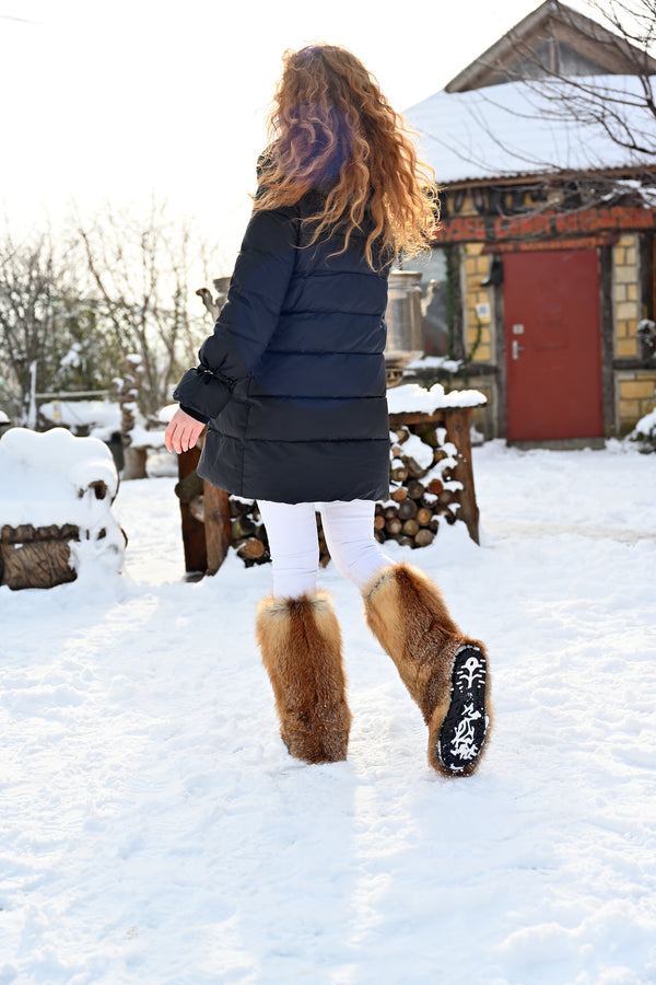 High Red fox fur boots