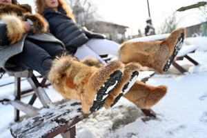 Coyote fur boots