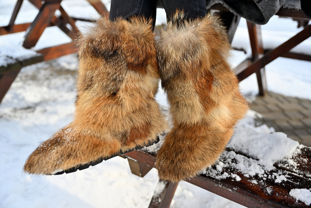 Coyote fur boots