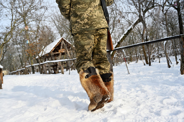 Fox and leather fur boots