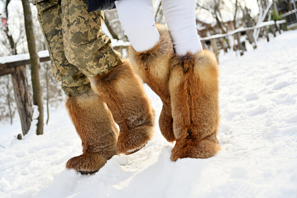 Fox fur boots