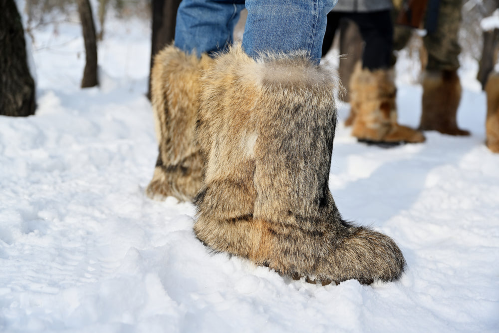 Coyote fur boots