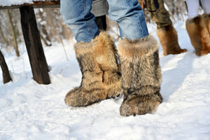 Coyote fur boots