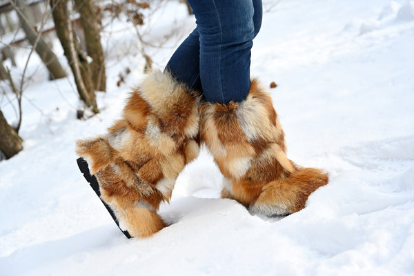 Red fox patchwork boots