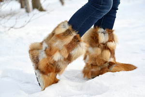 Red fox patchwork boots