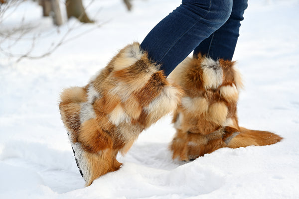 Red fox patchwork boots