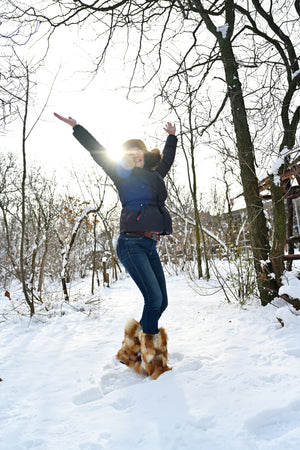 Red fox patchwork boots