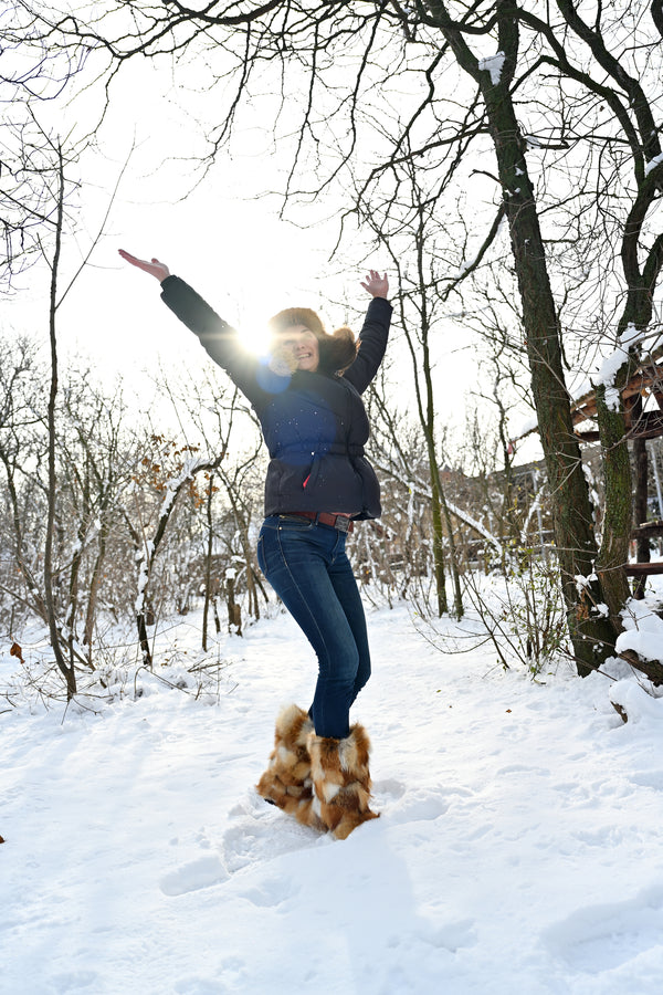 Red fox patchwork boots