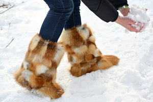 Red fox patchwork boots