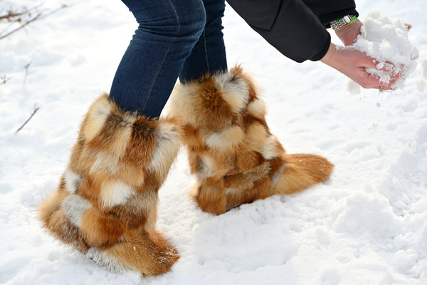Red fox patchwork boots