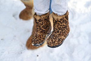 Leopard fur boots for girls