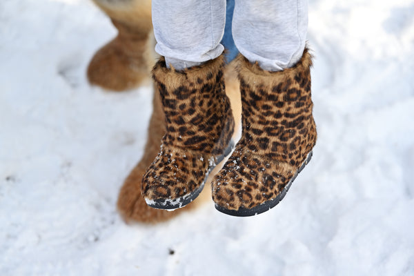 Leopard fur boots for girls