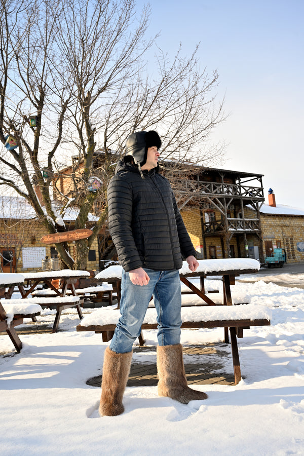 Waterproof nutria fur winter boots