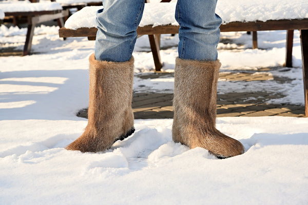Waterproof nutria fur winter boots
