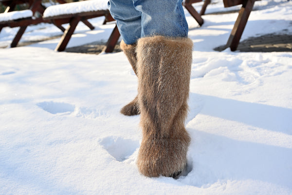 Waterproof nutria fur winter boots