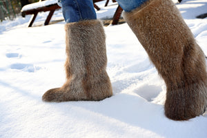 Waterproof nutria fur winter boots