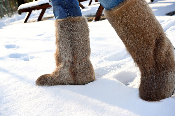 Waterproof nutria fur winter boots