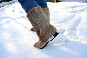 Waterproof nutria fur winter boots