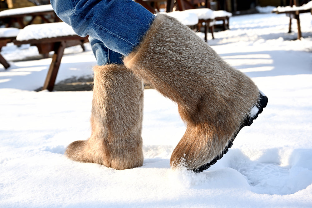 Waterproof nutria fur winter boots