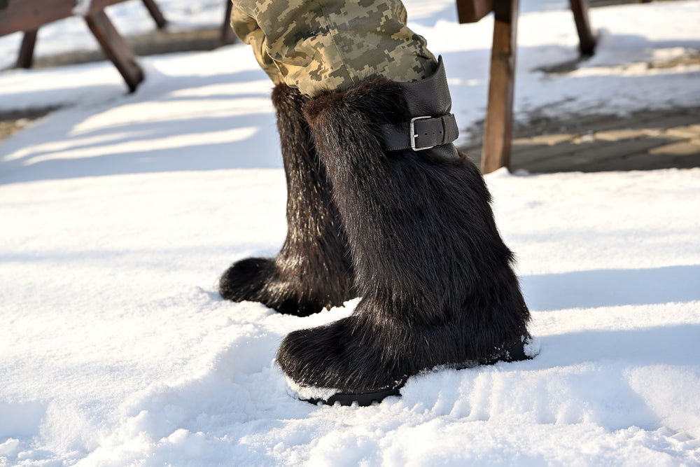 Brown Nutria fur boots