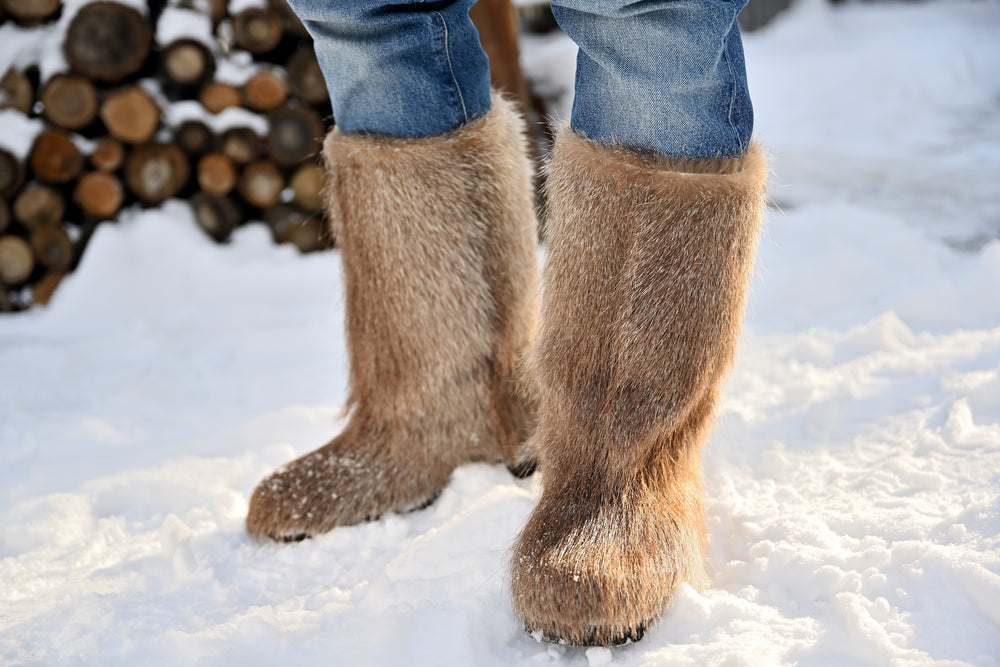 Waterproof nutria fur winter boots