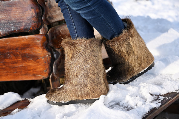 Nutria fur boots