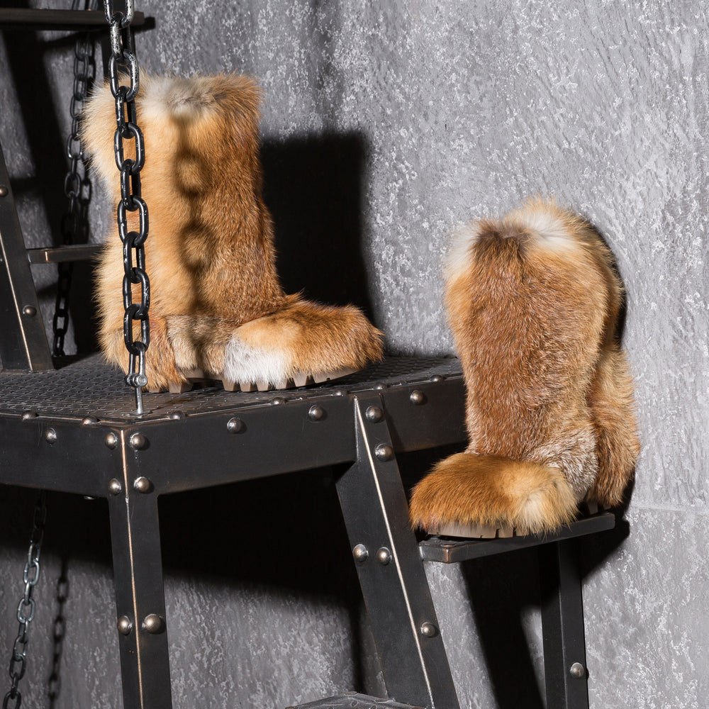 Fox fur boots