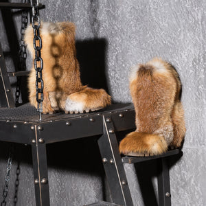 Fox fur boots