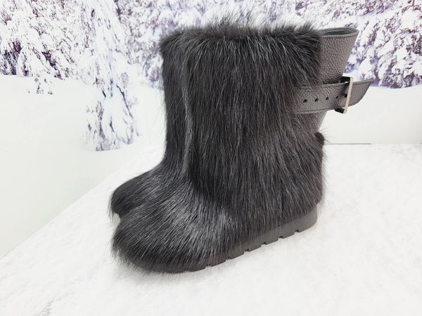 Short Nutria fur boots