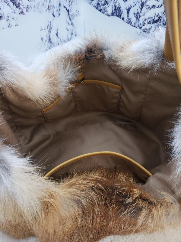 Fox fur shopping bag