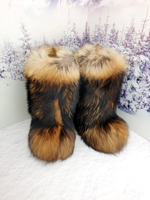 Raccoon fur boots