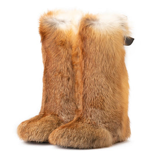 High Red fox fur leather boots
