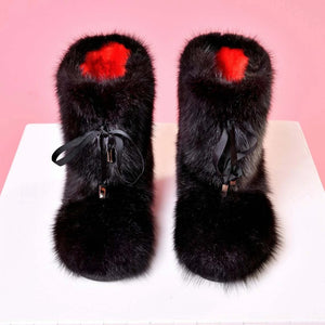Short Black muskrat fur boots