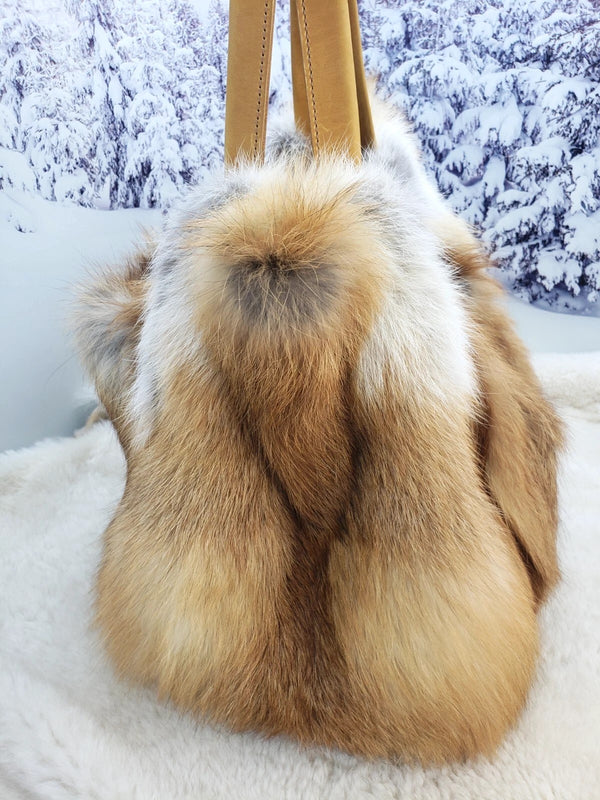 Fox fur shopping bag
