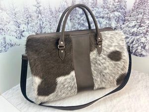 Leather fur weekender
