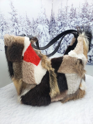Patchwork fur shopper bag