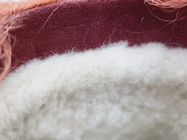 Red curly fur boots