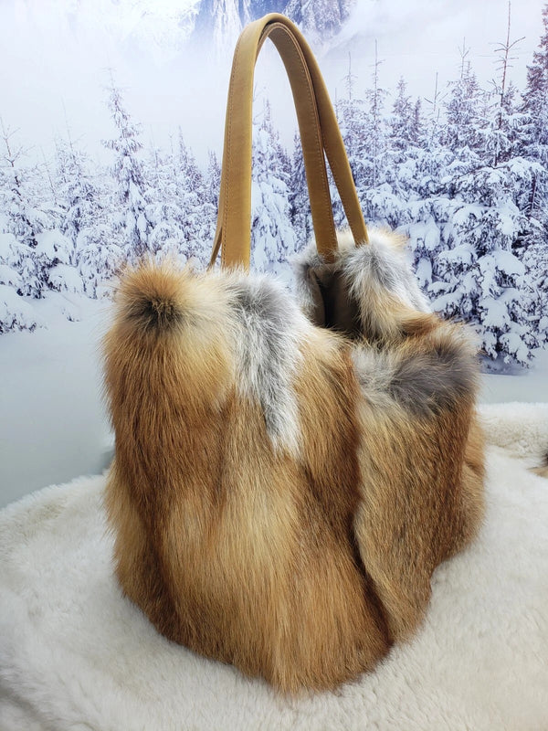Fox fur shopping bag