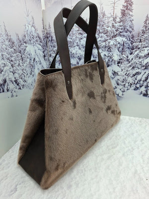 Real fur tote bag