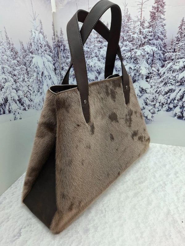 Real fur tote bag
