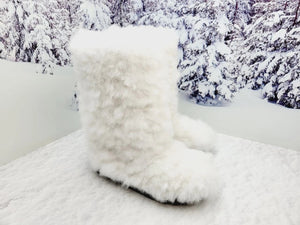 White sheepskin boots