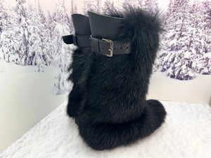 Black goat fur boots