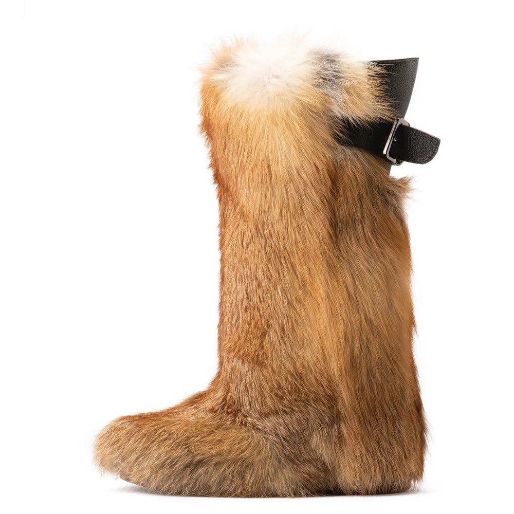 High Red fox fur leather boots