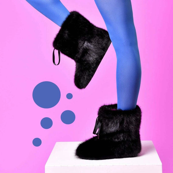 Short Black muskrat fur boots