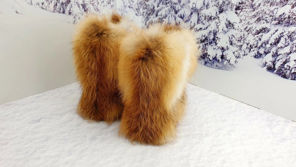 Short Red fox fur boots