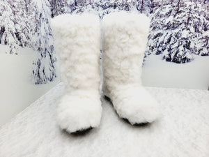 White sheepskin boots