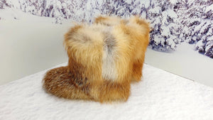 Short Red fox fur boots