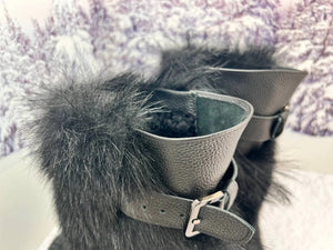 Black goat fur boots