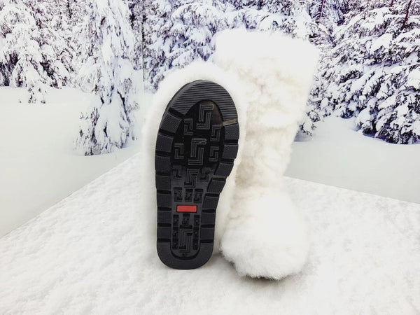 White sheepskin boots