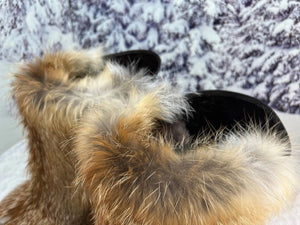 Short Red fox fur and leather boots